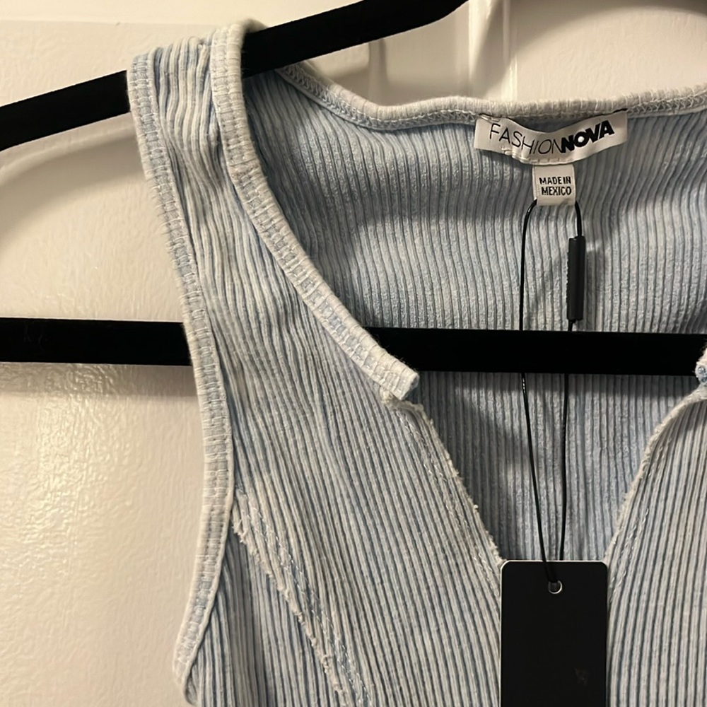 Blue Ribbed Mini Dress - Picture 3 of 3